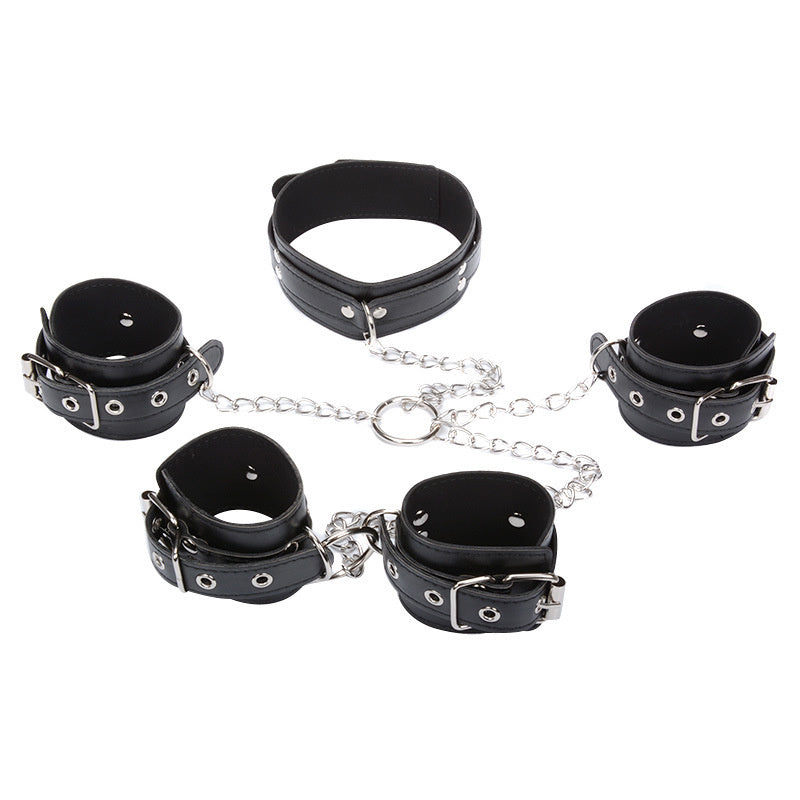 BDSM Handcuffs & Arm Cuffs & Collar Bondage Kit - Black