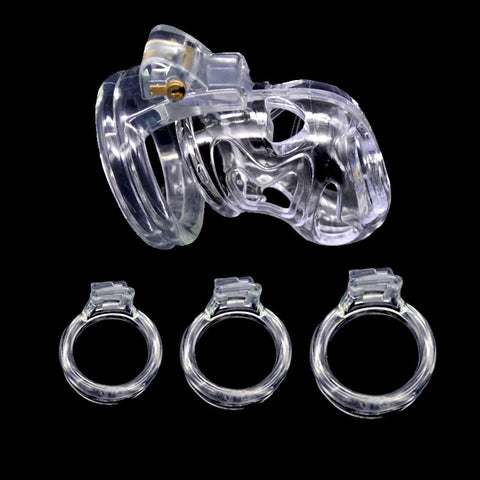 Imprison Bird Q226 Men's Chastity Penis Cage Kit - Clear with 4 Rings