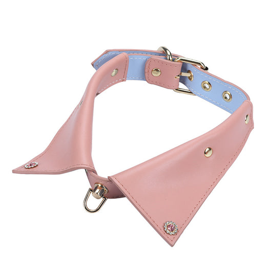 BDSM Premium Faux Leather Bondage Collar & Leash - Pink