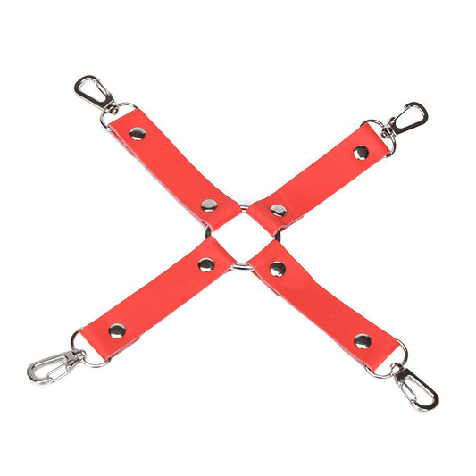 BDSM Bondage Furry Ankle & Wrist Cuffs Restraint - Red Handcuff Set