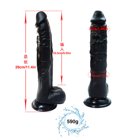 MD 29cm X-Large Realistic Dildo with Suction Cup - Black
