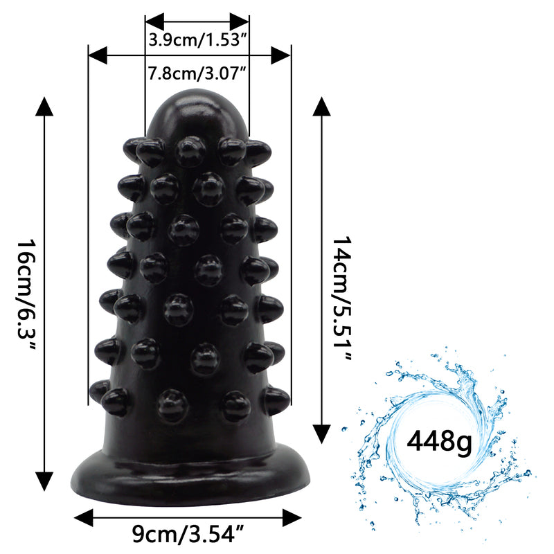 MD Hedgehog Huge Size Silicone Beaded Anal Plug - Black