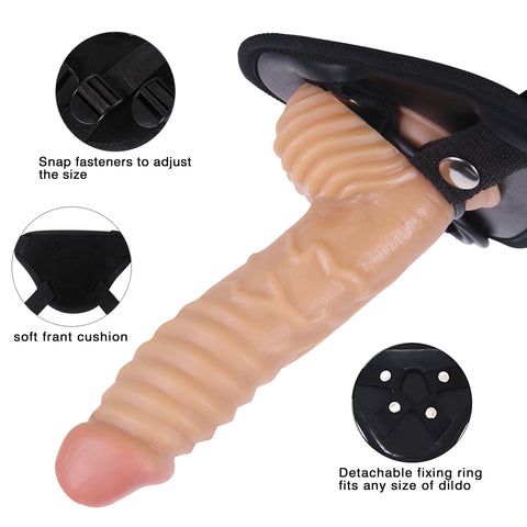 MD 7.87" Realistic Dildo Strap On Harness Kit / Threaded & Veined