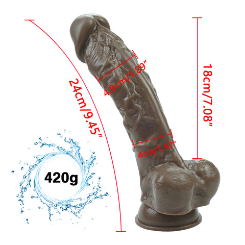 MD 9.45" Crystal Realistic Dildo - Brown
