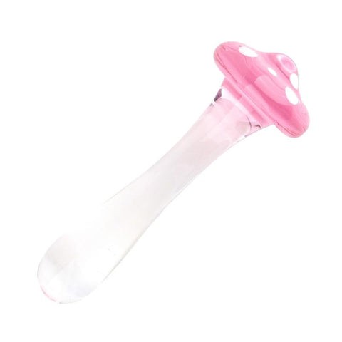 Cute Mushroom Glass Dildo Anal Plug - Pink