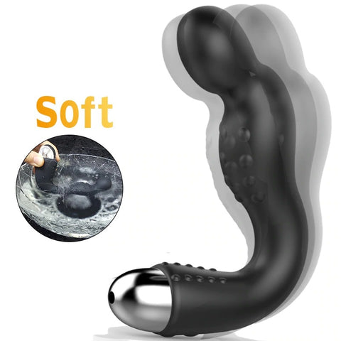 JRL Soft Silicone Anal Plug Vibrator Prostate Massager Beads Edition