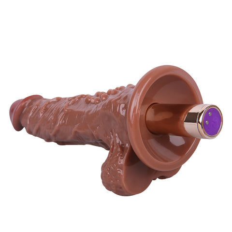 MD War Devil 20cm Realistic Vibrating Dildo with Suction Cup - Brown