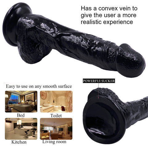 MD Crazy Dragon 8.2" Realistic Dildo with Suction Cup - Black