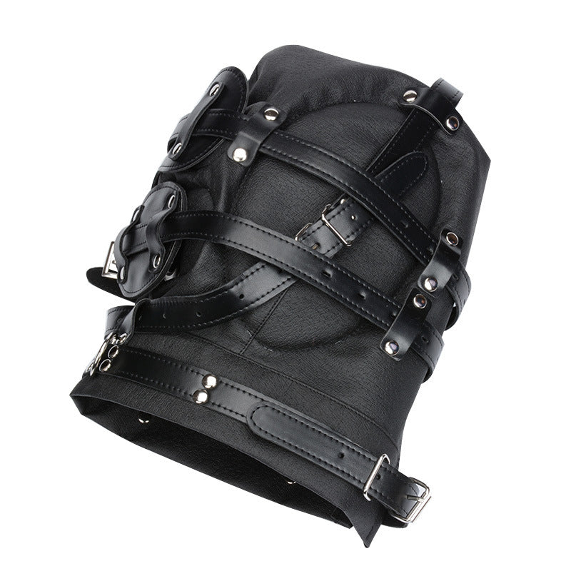 BDSM Faux Leather Slave Bondage Hood Mouth Gag Blindfold Restraints Kits