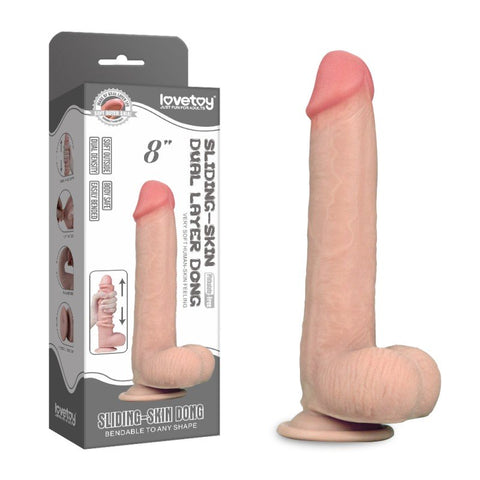 Lovetoy 8'' Realistic Dildo Sliding Skin Dual Layer Dong