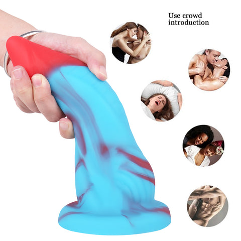 MD Penguin 8.66 inch Bad Dragon Dildo - Silicone Red/Blue