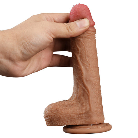 DY 19cm Super Realistic Silicone Dildo with Suction Cup - Brown