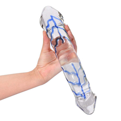 XL Huge Crystal Glass Double Ended Dildo Anal Plug - 2 Size