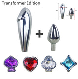 JRL 4x2 Crystal Jewelled Stainless Steel Deformable Anal Plug Kit