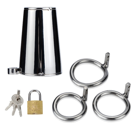 RY Metal Male Chastity Cage Penis Cage Cock Cage Bottle Edition / 3 Ring Size