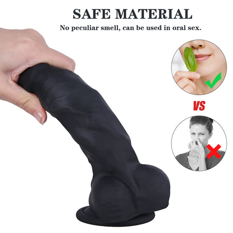 MD 7.48" Mustang Silicone Thick Realistic Dildo - Black