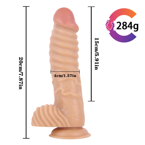 MD 7.87" Realistic Dildo Strap On Harness Kit / Threaded & Veined