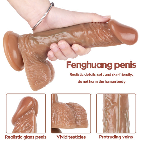 MD 7.87" Silicone Realistic Dildo with Suction Cup - Veined