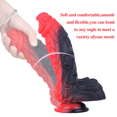 MD 8.66" Monster Silicone Realistic Dildo - Red/Black