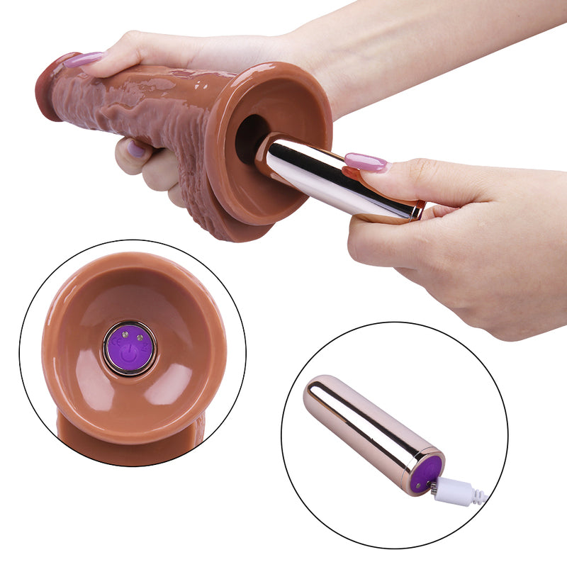 MD Valen 21cm Realistic Vibrating Dildo with Suction Cup - Brown