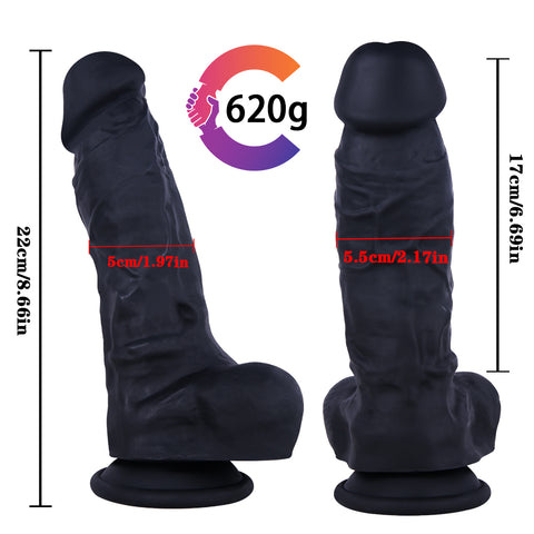 MD 8.86" Mustang Silicone Thick Realistic Dildo - Black