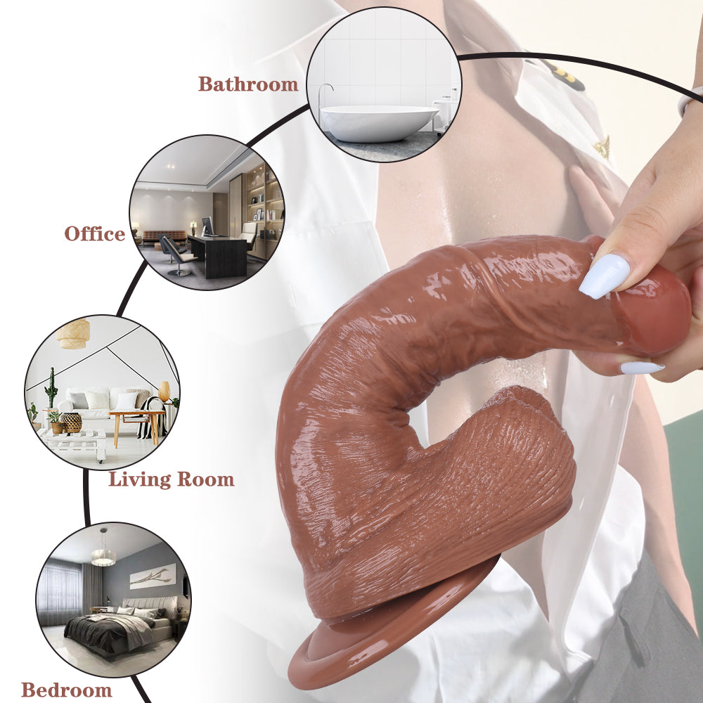 MD 8.66" Super Realistic Dildo with Suction Cup - Brown
