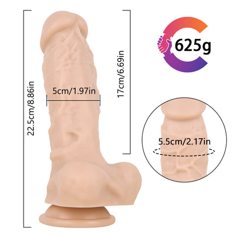 MD 8.86" Mustang Silicone Thick Realistic Dildo - Flesh