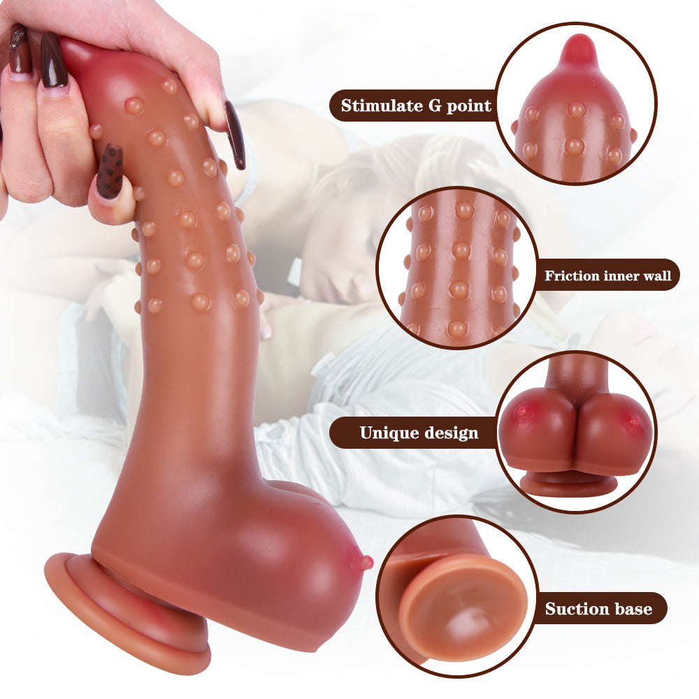 MD 8.66" Beaded Silicone Realistic Dildo with Suction Cup