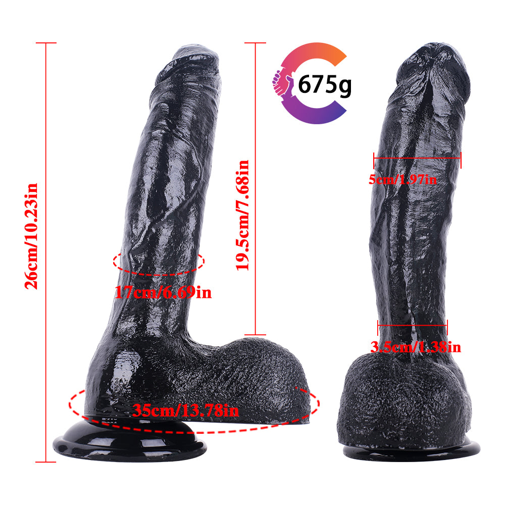 MD 10.23" XL Huge Realistic Dildo with Large Base - Black