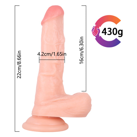 MD 8.66" Super Realistic Dildo with Suction Cup - Flesh