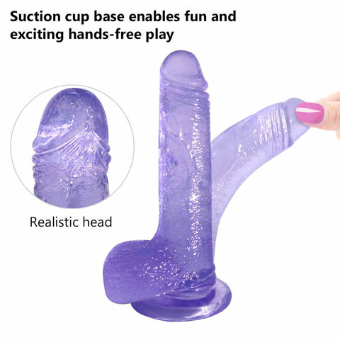 MD 20cm Crystal Realistic Dildo - Light Purple