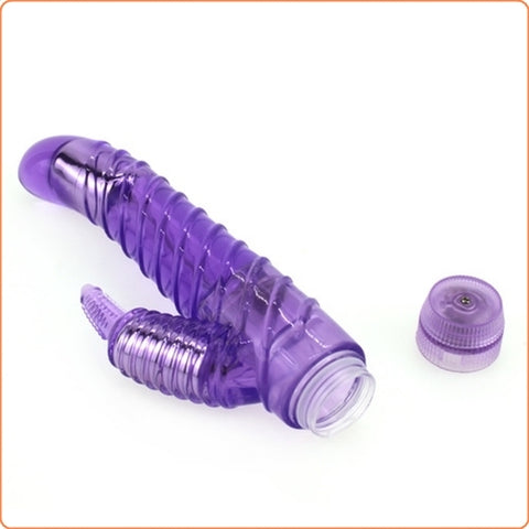 Aphrodisia Dual Stimulator Curvy Seduction Rabbit Vibrator Dildo - Purple