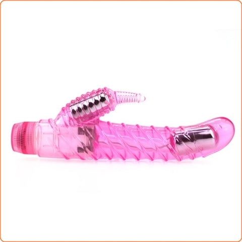 Aphrodisia Dual Stimulator Curvy Seduction Rabbit Vibrator Dildo - Pink