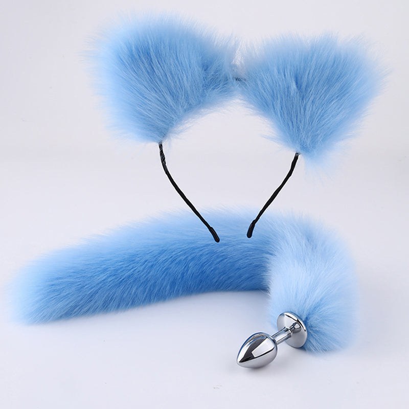 Plug Furro RY Cosplay Furry Fox Tail Anal Plug/Headband/Collar/Nipple Clamps Cosp ...
