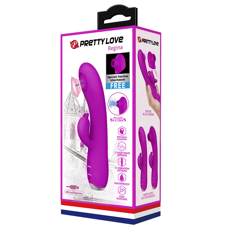 PRETTY LOVE Regina Suction Rabbit Vibrator - Purple