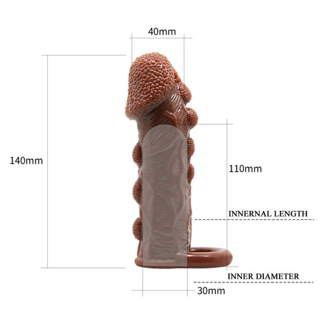 BAILE Brave Man Realistic Penis Sleeve Extender with Ball Strap - Brown