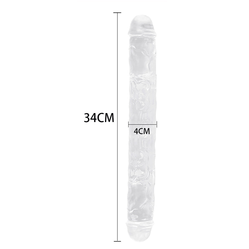 DY Crystal Double Penetration Dildo - Clear 3 Size Optional