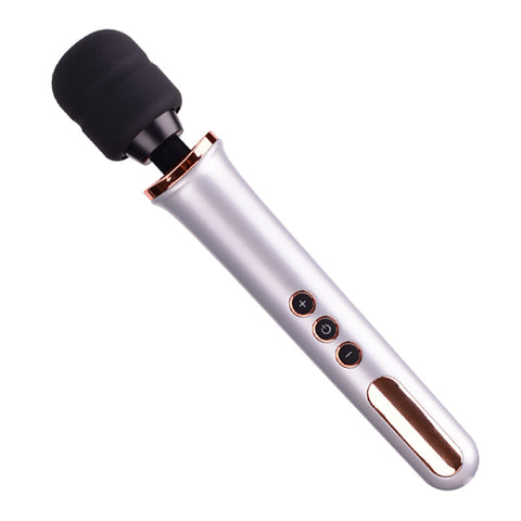HC 10 Modes Wand Vibrator Wireless Personal Massager USB Rechargeable - Silver