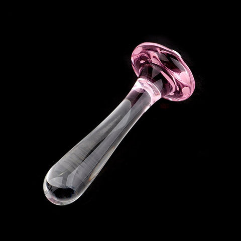 Cute Mushroom Glass Dildo & Anal Plug - Elegant Pink Pleasure Toy