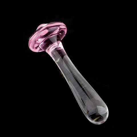 Cute Mushroom Glass Dildo & Anal Plug - Elegant Pink Pleasure Toy