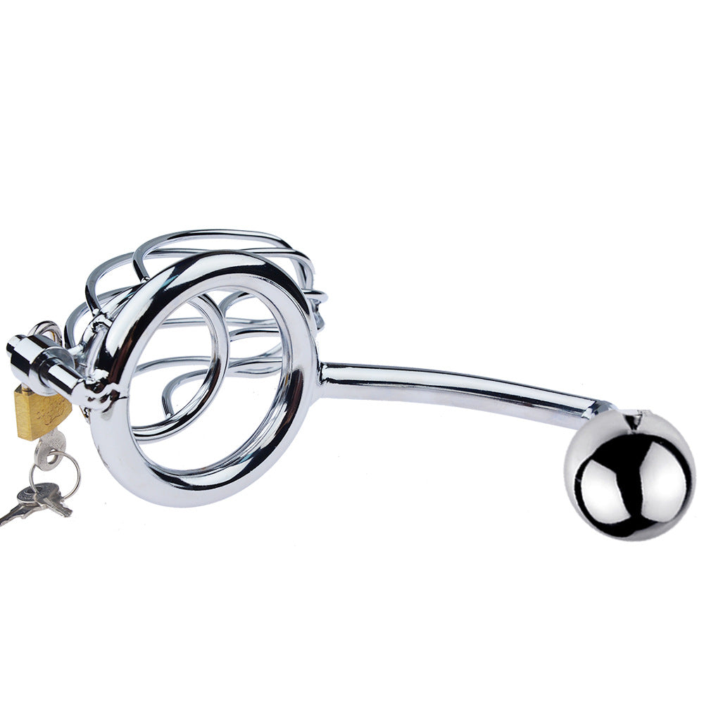 LHD Banana Stainless Steel Male Chastity Penis Cage With Anal Hook / 3 Size