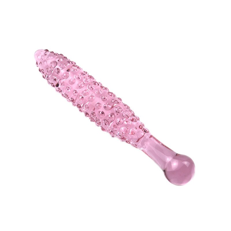 Crystal Pink Glass Beaded Anal Plug Dildo - Small Bump
