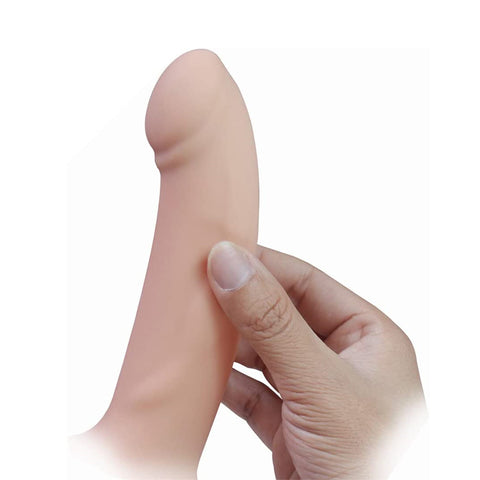 Aphrodisia Hollow Strap-On Dildo Harness 6.7" Silicone Penis Sleeve Extender - Flesh