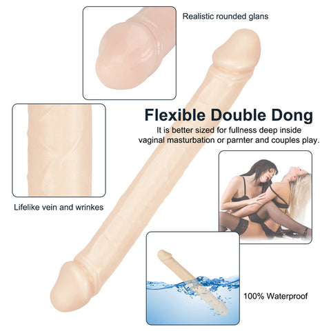 DY Crystal Double Penetration Dildo  - Nude 3 Size Optional