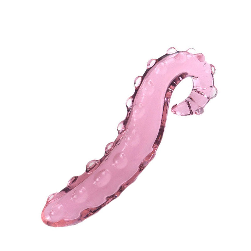 Crystal Glass Hippocampus Beaded Anal Plug Dildo - Pink