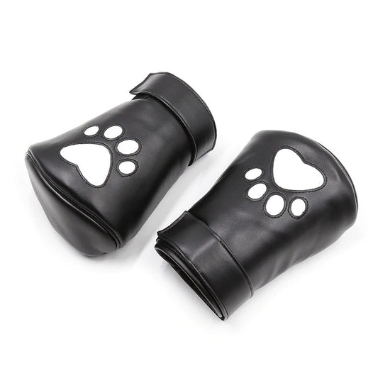 BDSM PU Leather Adjustment Dog Palm Gloves Restraint Puppy Play