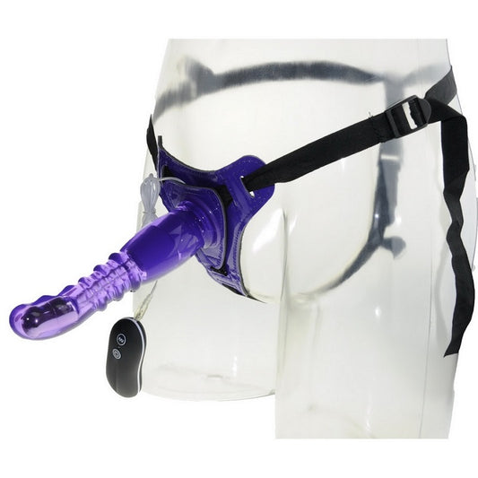 Aphrodisia - 8" Vibrating Strap On Dildo Harness Kit - Purple