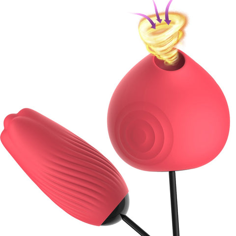JRL Double Ended Sucking Stimulator Bullet Egg Vibrator - Rose