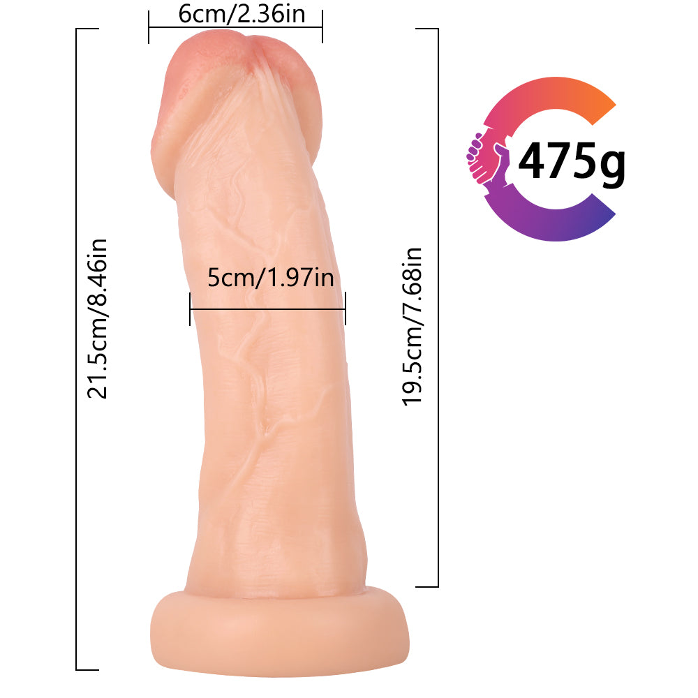MD 8.46 inch Large Realistic Dildo / Anal Plug - Curved Flesh