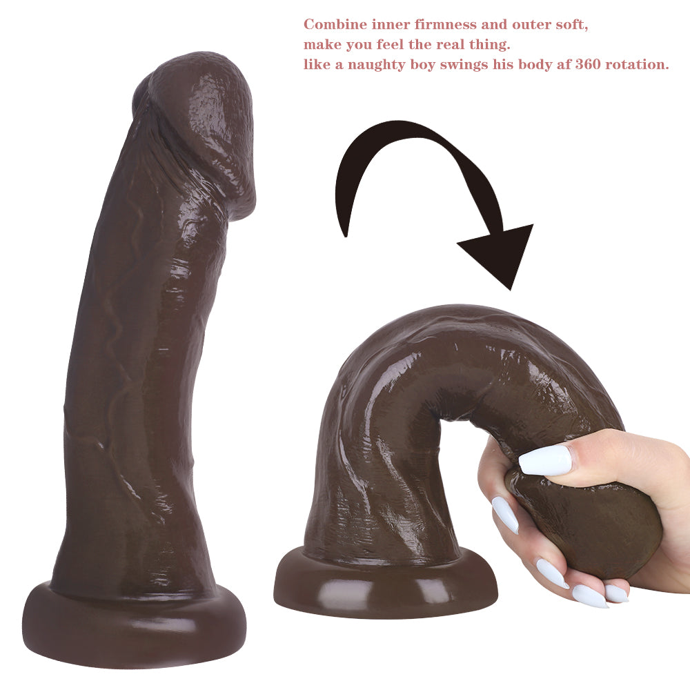 MD 8.46 inch Large Realistic Dildo / Anal Plug - Curved Coffee